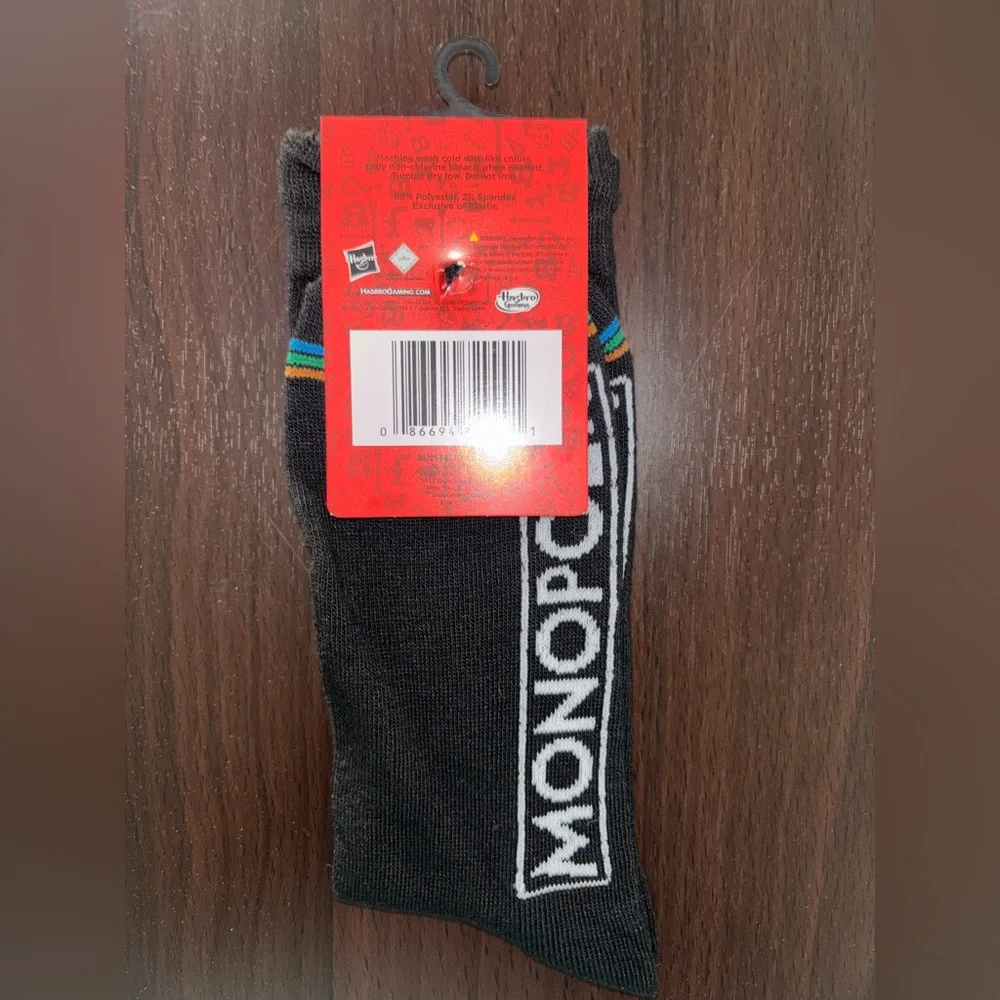 MONOPOLY NOVELTY CREW SOCKS NWT MEN’S SHOE SIZE 6.5-12